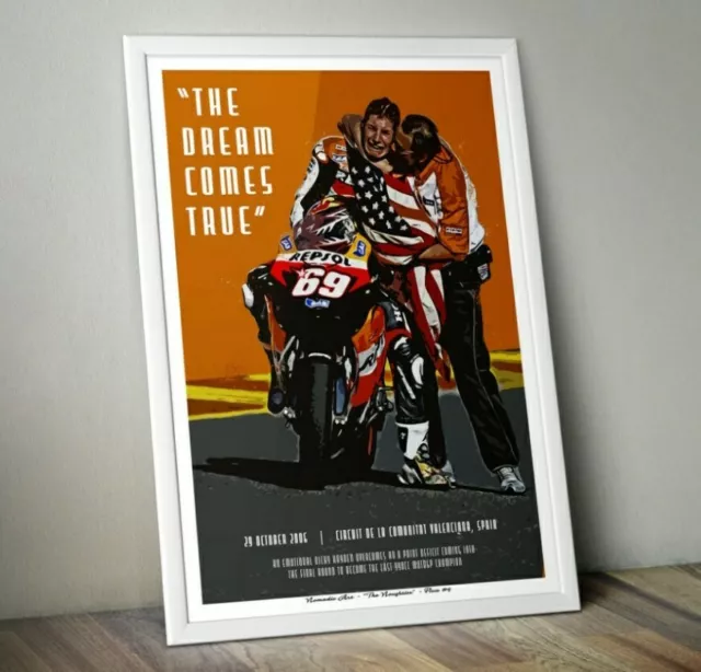 Nicky Hayden MotoGP Champion Poster Print. Repsol Honda A4 A3 A2 Wall Art