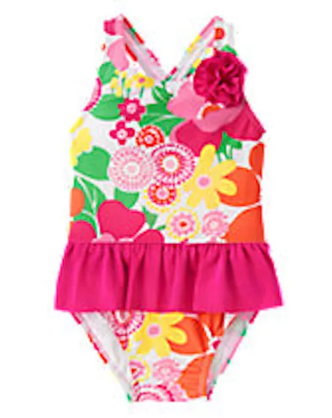 NWT Gymboree Girls Floral Flower Swimsuit Ruffle Swim shop Sunny Day Many Sizes