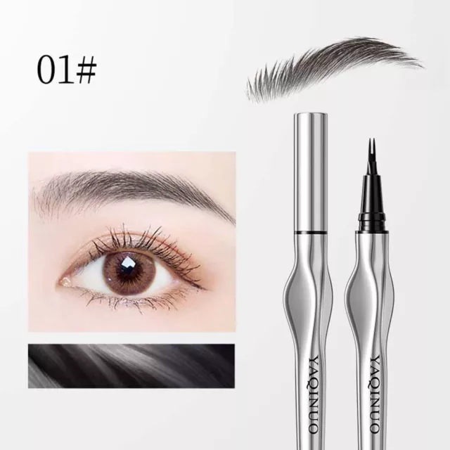 2PCS Lady Liquid Eyebrow Pencil Double Bifurcated Eyebrows Pen Waterproof Makeup