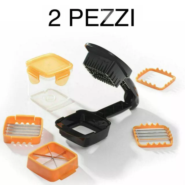 2X Nicer Dicer Quick Affetta Verdure 7 Pezzi Multifunzione Cucina Verdura Frutta