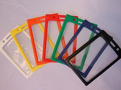 1 Vertical ID Badge Holder, Clear Vinyl Window with a Color "Frame" Border