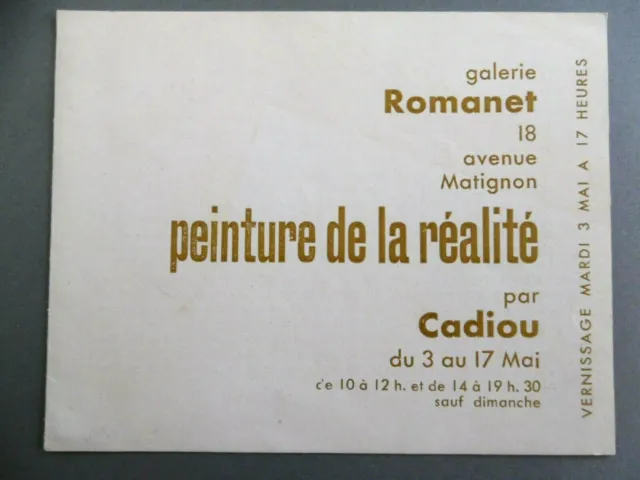 Henri CADIOU carton galerie Romanet PEINTURE DE LA RÉALITÉ Trompe-l'oeil 50