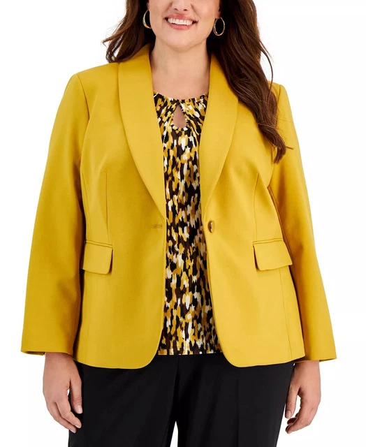 Kasper Women's One-Button Blazer Marigold Yellow Size 10