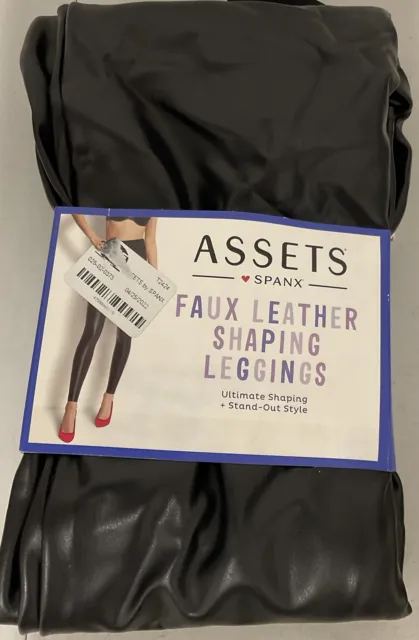 ASSETS by SPANX Women's All Over Faux Leather Leggings Black Size Small