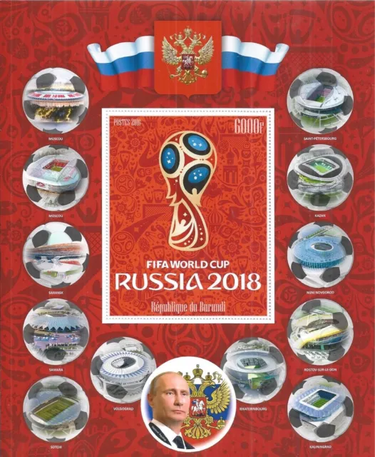 Burundi 2016 Set Sheet - 12X Block Soccer World Cup Russia 2018 Stage Legend