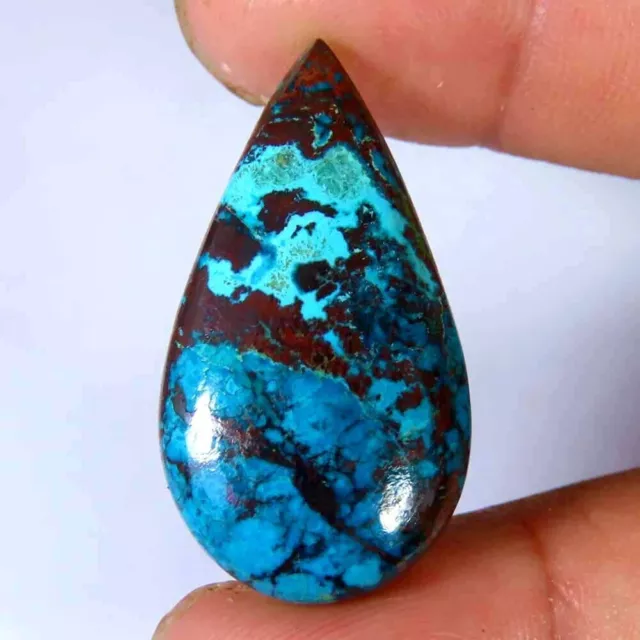 26.20Cts.100%Natural Super Azurite Shattuckite Pear Cabochon 17x32x6mm Top Gems