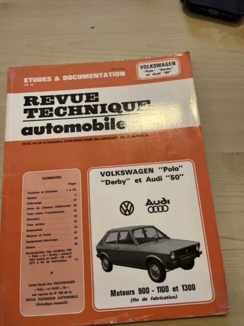 Revue Technique VOLKSWAGEN POLO  DERBY AUDI 50 N L LS GL GLS 900 1100 1300