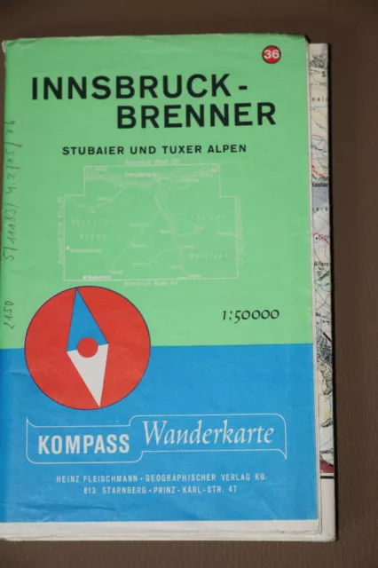 ALTE WANDERKARTE PLAN KARTE INSBRUCK BRENNER ÖSTERREICH ORIG 70er JAHRE **TOP***