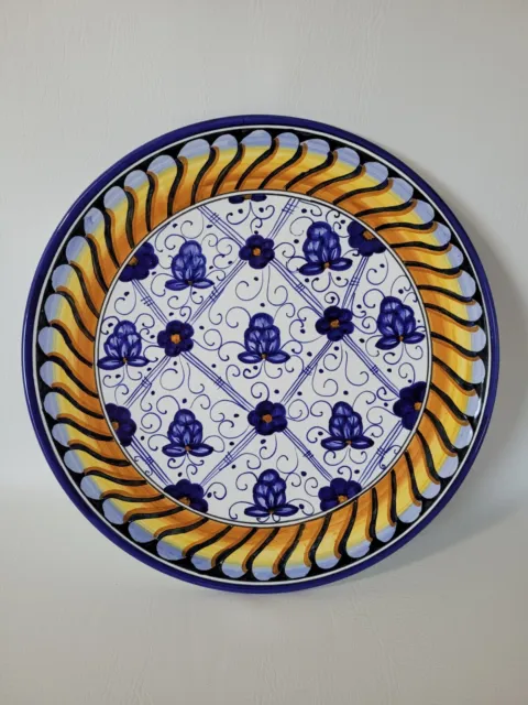 Deruta Italian Pottery Charger Plate Platter 14” Ricco Deruta Hand painted Blue