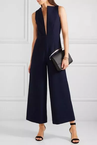 BNWT SOLACE LONDON Kote Sleeveless Navy Crepe Jumpsuit UK6