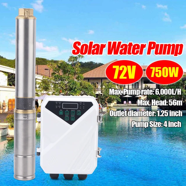 4"72V Solar Well Pump Stainless Steel Deep Well Submersible Pump Mppt Controller