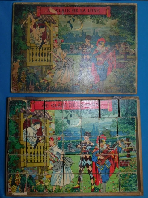Jeu De Cubes En Bois Vintage Des Années 1950 - 12 Cubes Avec Boîte (occasion)