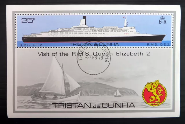 TRISTAN DA CUNHA 1979 QE2 Visit M/Sheet Fine/Used 1st Day SEE BELOW NQ526