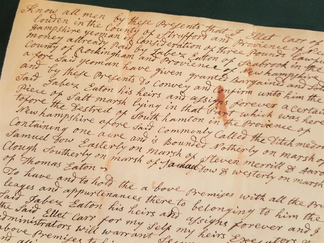 1789 antique DEED province of NEW HAMPSHIRE loudon ELLIOT CARR MORRILL colonial