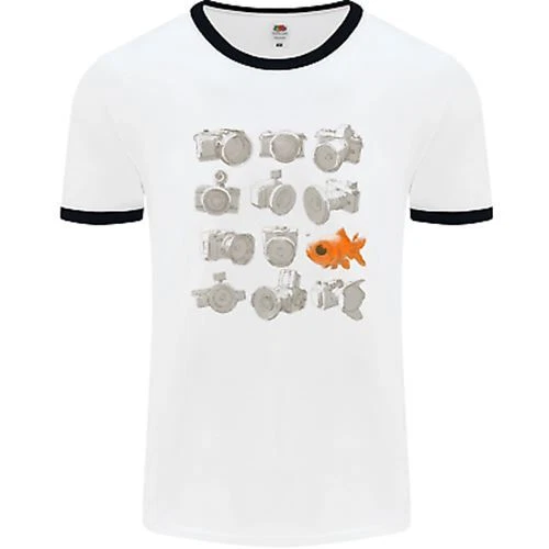 Fisheye Photography Funny Photographer Lens Mens White Ringer T-Shirt