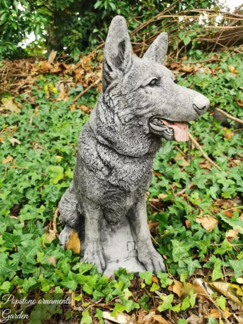 German Shepherd Dog Statue Highly Detailed Stone Garden Ornament