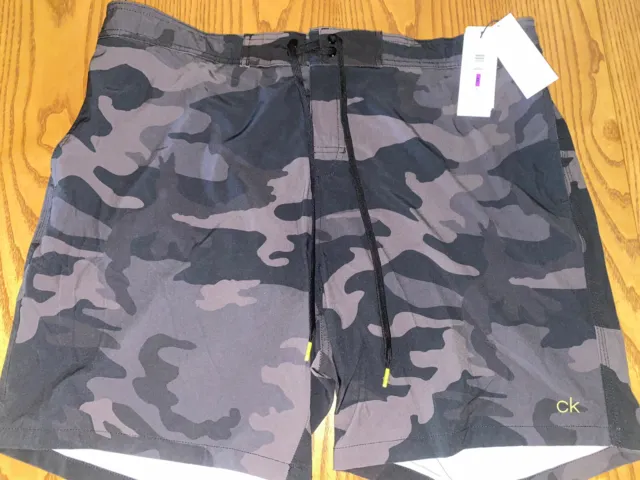 Calvin Klein Mens Swim Trunks Infinite Stretch Size 2Xl Black Camo Nwt $59