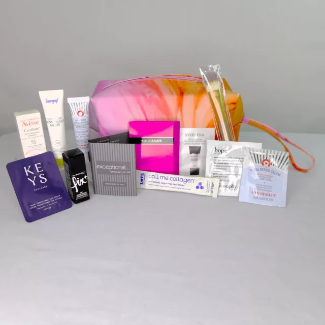 ULTA 12 Pc SAMPLE Set + Large Cosmetic bag Skincare, Fragrance, Makeup tools