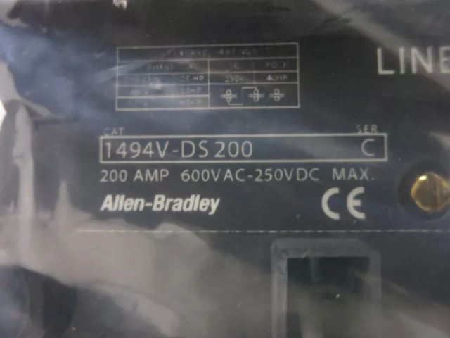 NEW Allen Bradley 1494V-DS200 Ser C 200A 600V Disconnect Switch 200 Amp 1494F-M1 2