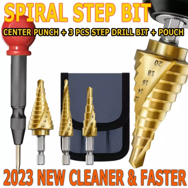 3PCS HSS High Speed Steel Cobalt Titanium Step Drill Bit Multiple Hole 20mm~3mm