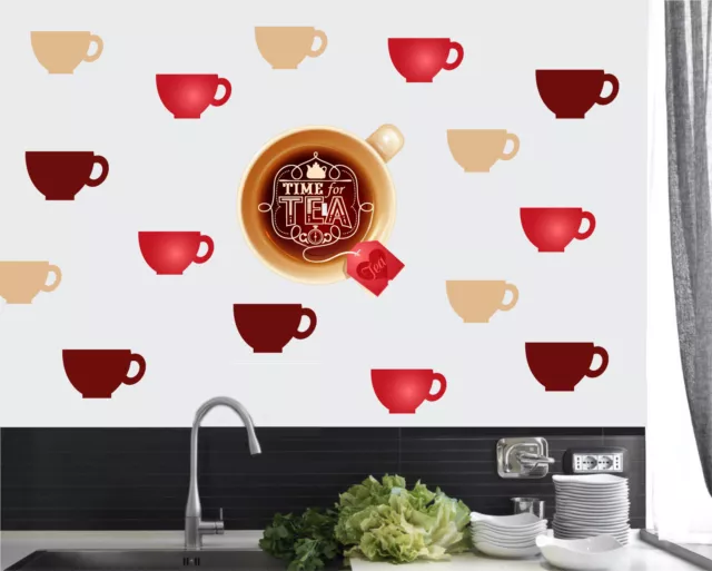 Time For Tea - Pack of 16 - Wall Art Vinyl Stickers Mug Cup Murals Decals