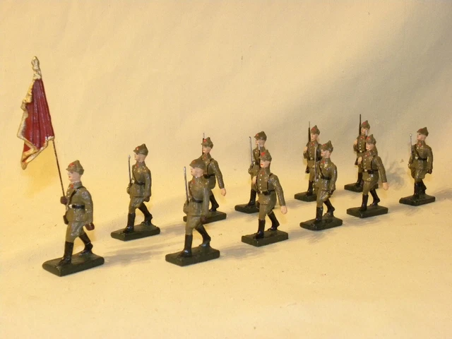 Elastolin - Action Figure Soldat Porte Drapeau De La Faction Chemises Noires 1930 1940 Germany