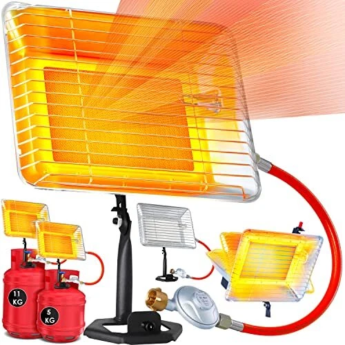 KESSER® Gasheizer Heizstrahler Gas Aufsatz Strahler inkl. Piezo Zündung Schla...
