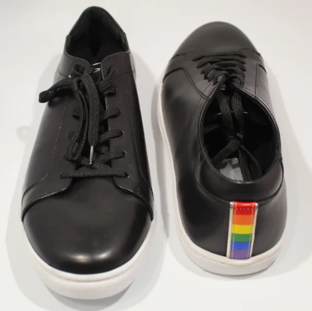 NEW Kenneth Cole Size 12 Kam Pride Rainbow Black Leather Mens Sneakers Shoes