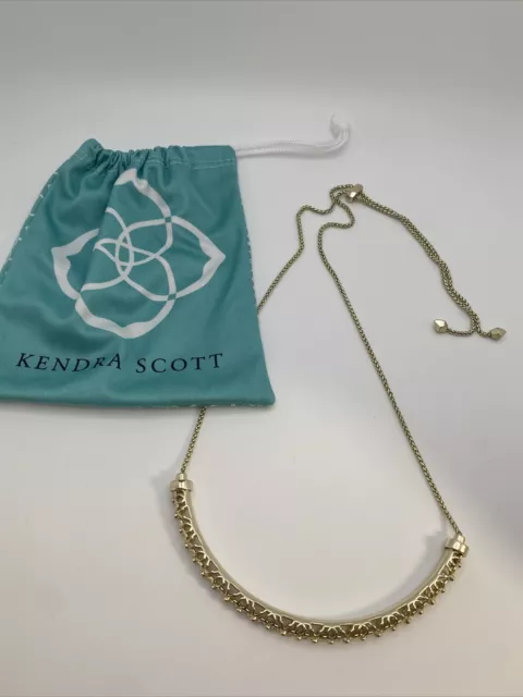 Kendra Scott Lucy Collar Choker Necklace Gold Adjustable CZ Stones