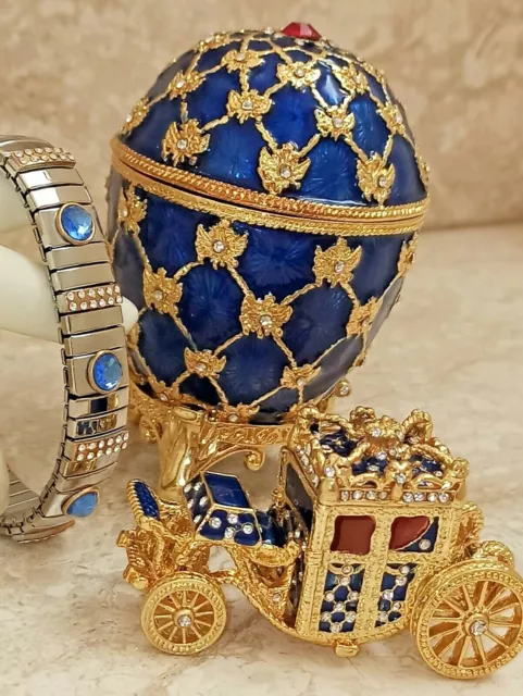 Birthday gifts for sister Fabergé Egg Trinket box set HANDMADE 24k GOLD 10ct Dia