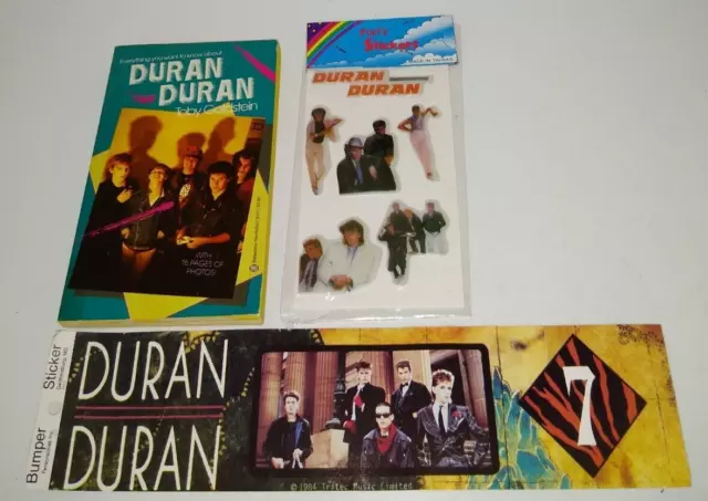 1980's DURAN DURAN Puffy Stickers Bumper Sticker Book Toby Goldstein Lot of 3