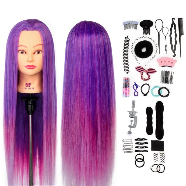 26-28" Purple Head Doll Hairdressing Training Princess Head Hair Mannequin Doll