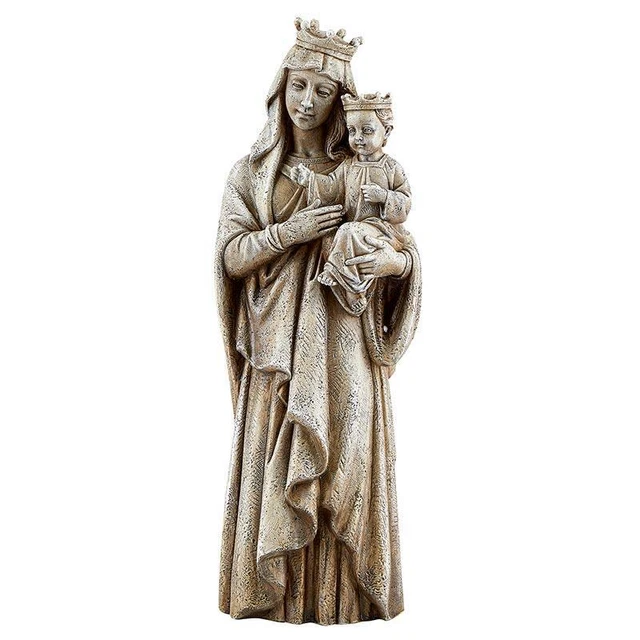 Antique Madonna and child Jesus Virgin Mary Chalkware Religious Statue