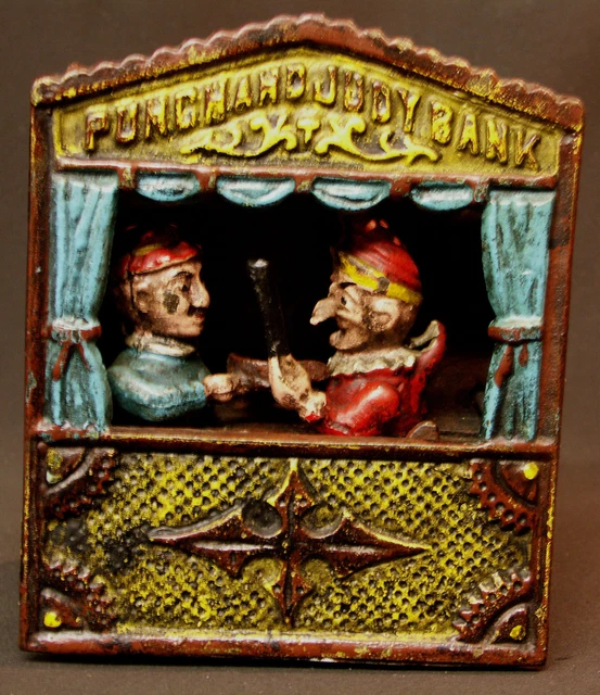 AA 1890 PUNCH AND JUDY BANK tirelire mecanique ancienne Money