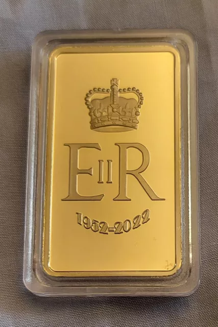 Barra de Oro Reina Isabel II Platino Jubileo Lingote Familia Real Rey Carlos Reino Unido