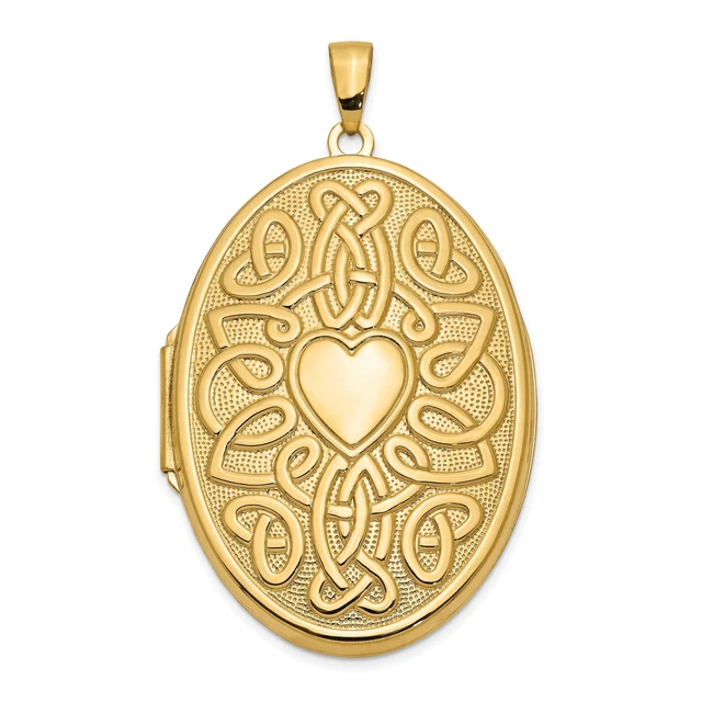 14K Yellow Gold Celtic Heart 38mm Oval Locket 14K Yellow Gold Celtic Heart 38mm Oval Locket