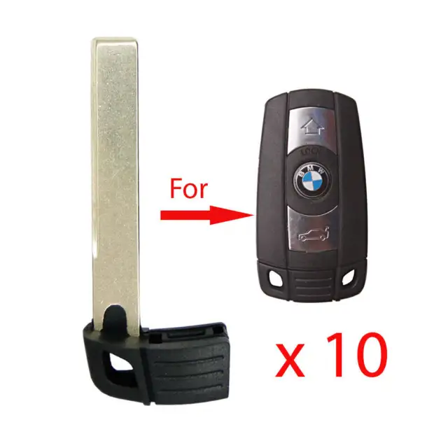 New Remote Smart Emergency Key Uncut Blade Replacement for BMW (10 Pack)