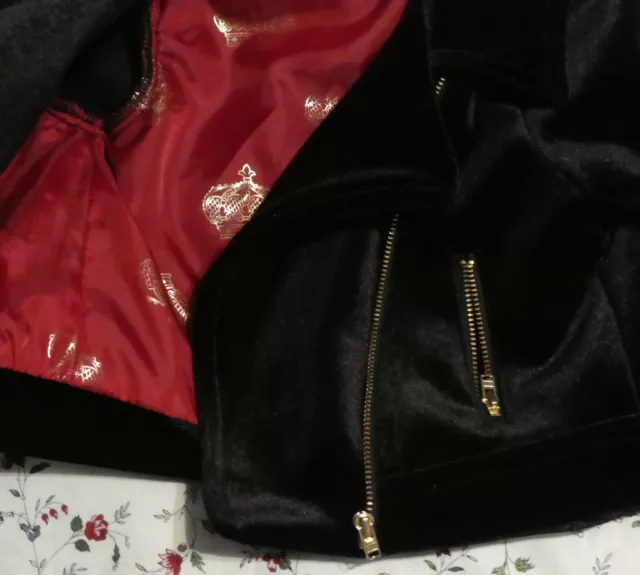 Giacca Bomber Originale Bambini Di Oshkosh Ragazze Nera Spazzolata Velluto Zip Taglia 3T 5