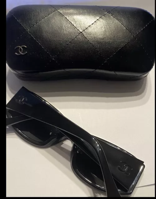 CHANEL SUNGLASSES GOLD Mirror Pilot Shape w/ Original Box, Leather