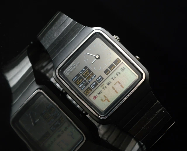 SEIKO RARE CHRONOGRAPH H127-5000 (1979) Lcd Dual Time Watch Uhr