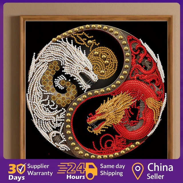 5D DIY Partial Special Shaped Drill Diamond Painting Kit Dragon Decor 30x30cm ☘️