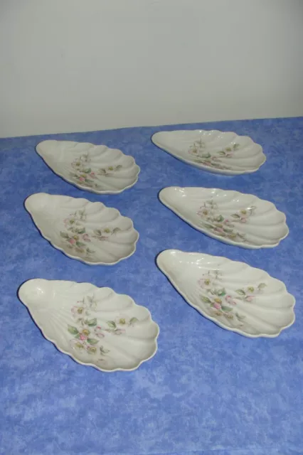 Jolies 6 Coupelles Forme Coquillage En Porcelaine Limoges Sofafils Fleurs Rose