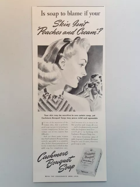 1941 Cashmere Bouquet Toilet Soap Bathing Hygiene Fragrant Vtg Magazine Print Ad