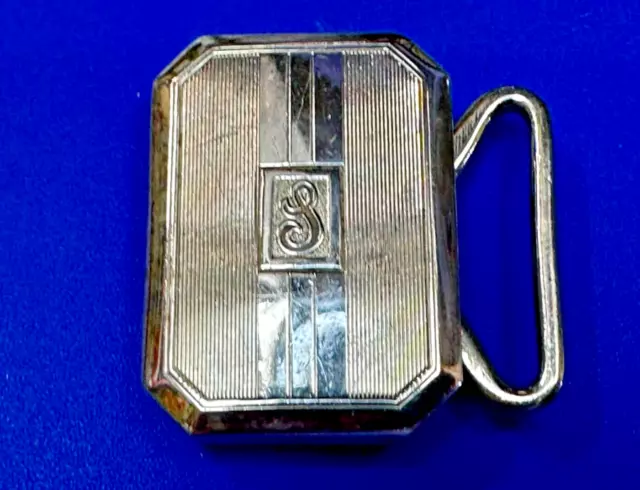 Custom Sterling Silver Letter Initial Monogram I? S? J?   Antique Belt Buckle