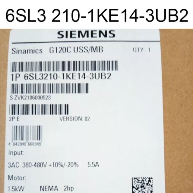 New Siemens G120C RATED POWER 1,5KW 6SL3210-1KE14-3UB2 6SL3 210-1KE14-3UB2