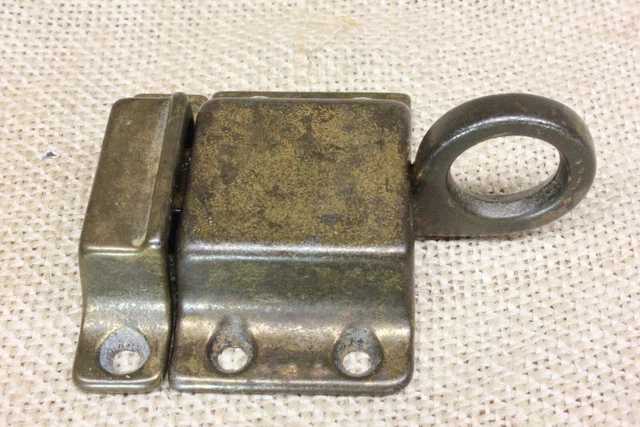 Old Cabinet Latch Ring Pull Cupboard Catch Vintage Rustic Brass Color Transom #2