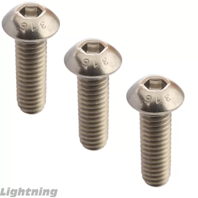 Button Socket Cap Screws 316 Stainless Steel marine Grade 1/4-20 X 7/8" Qty 25 2