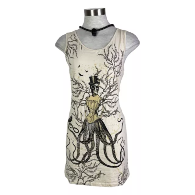 Jawbreaker Sea Witch Bodycon Beige Skull Sexy Steampunk Vintage Dress Dra8189