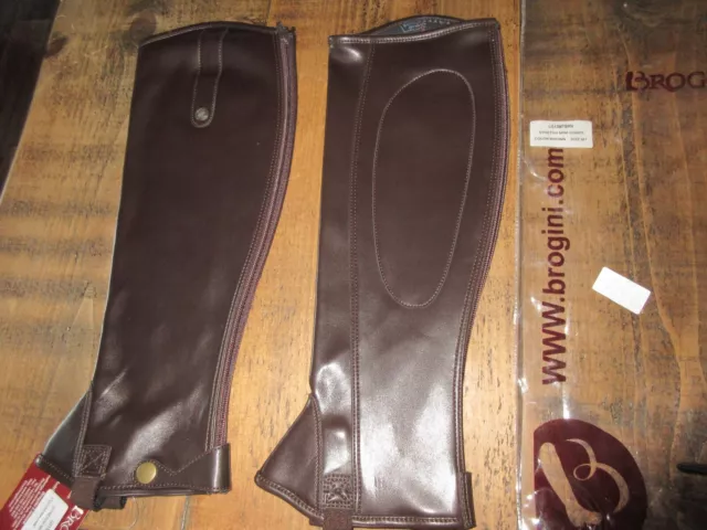 BNWT Brogini Brown Stretch Mini Leather Look Childs Chaps - Medium / Tall