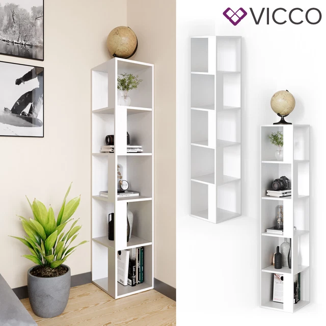 Bibliothèque / Étagère Vicco Fico 6 Niveaux - Blanc Et Sonoma - Séparez La Pièce Avec Style !